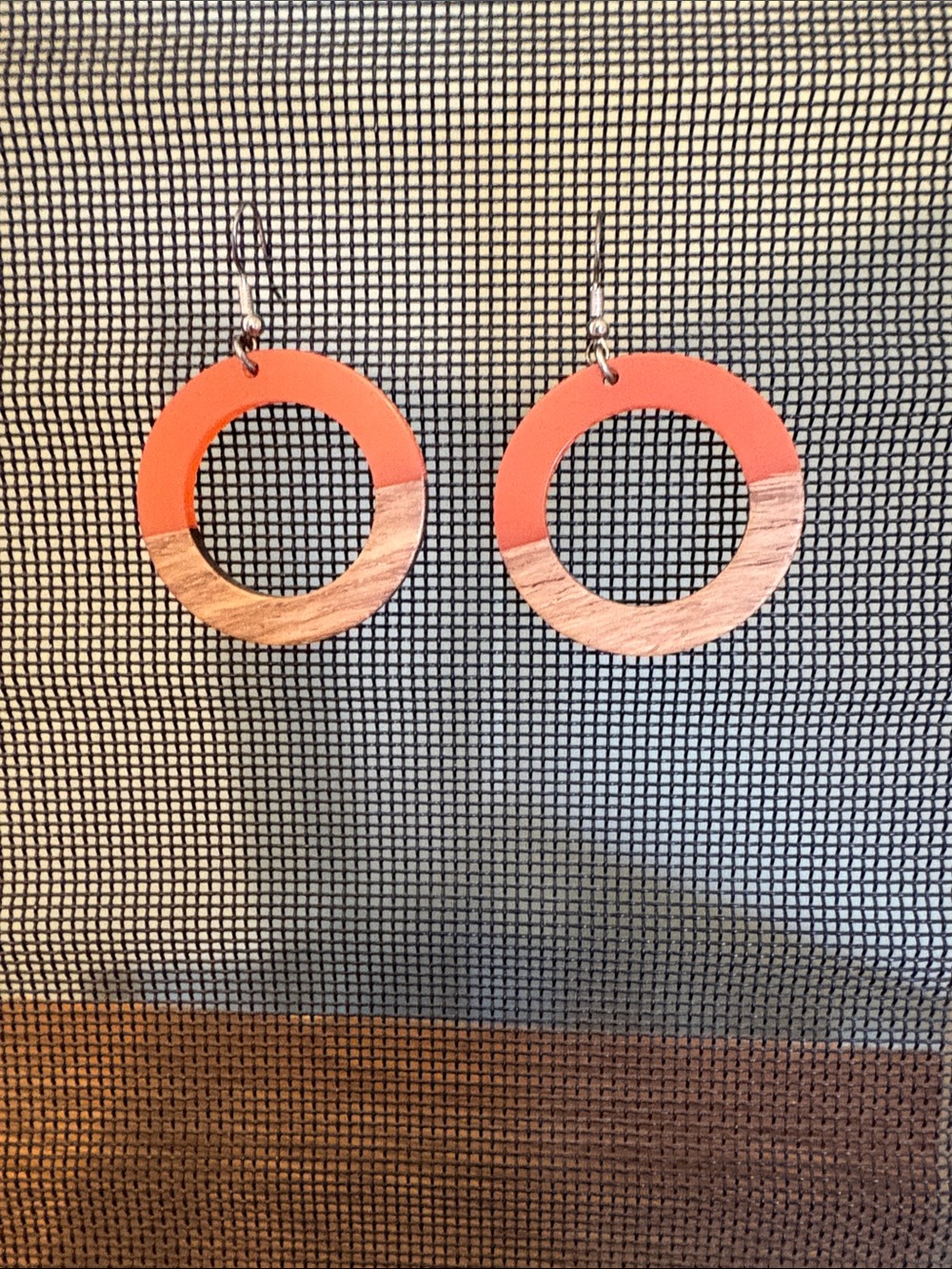 Earrings orange and brown dangle earrings.